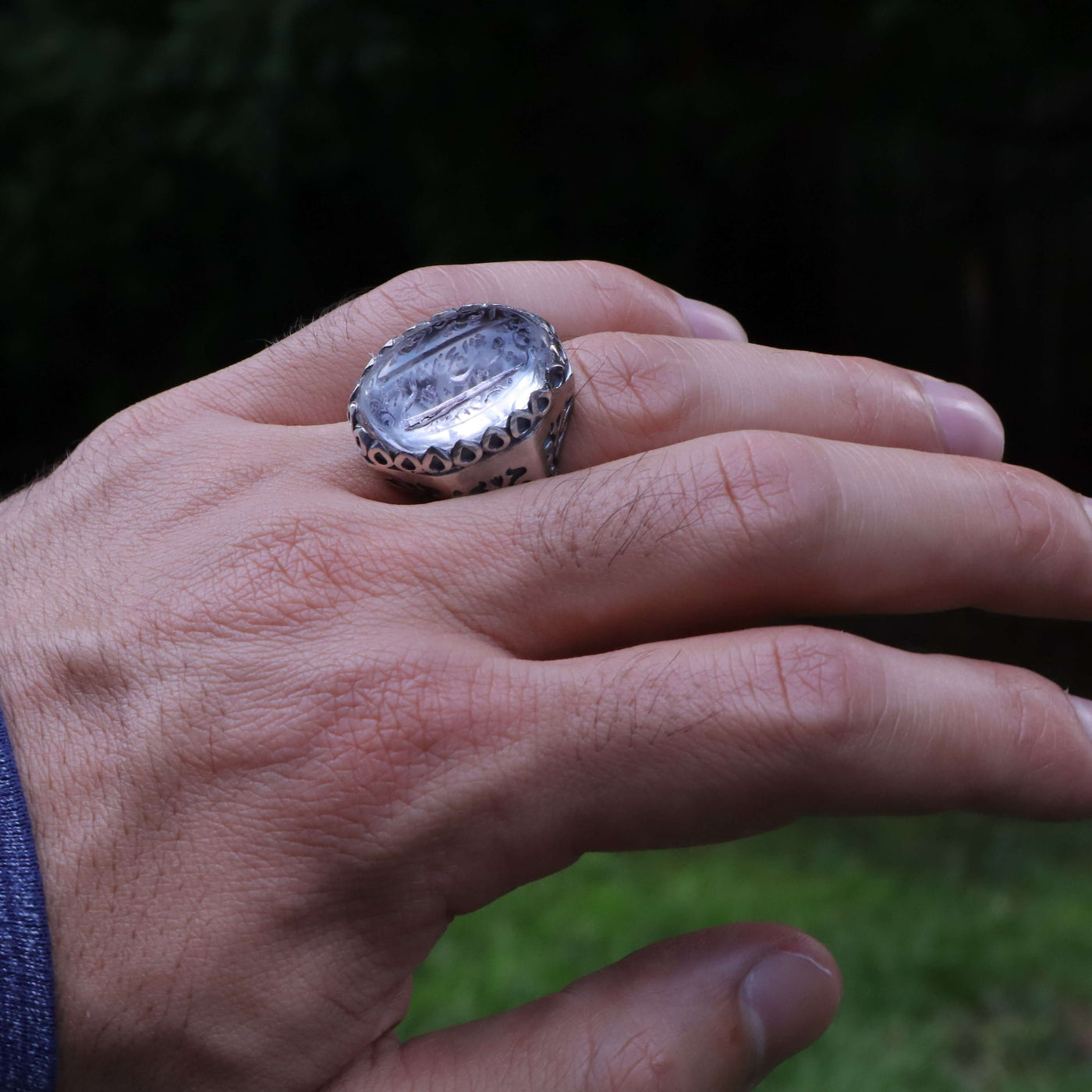 Handmade Dur e Najaf Ring Sterling Silver 92.5 | Original Dur Alnajaf Stone Engraved with Ali Wali Allah | US Size 12 - AlAliGems