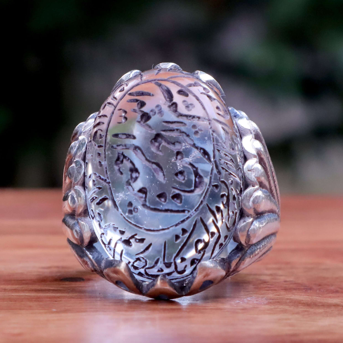 Handmade Dur e Najaf Ring Sterling Silver 92.5 | Original Dur Alnajaf Stone Engraved with the Basmallah and WA IN YAKADUL LAZINA KAFARU verse | US Size 9.5 - AlAliGems
