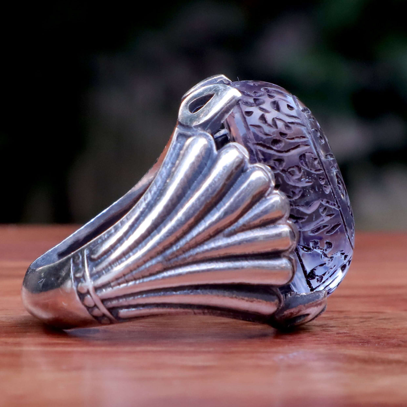 Handmade Dur e Najaf Ring Sterling Silver 92.5 | Original Dur Alnajaf Stone Engraved with the Basmallah and WA IN YAKADUL LAZINA KAFARU verse | US Size 9.5 - AlAliGems