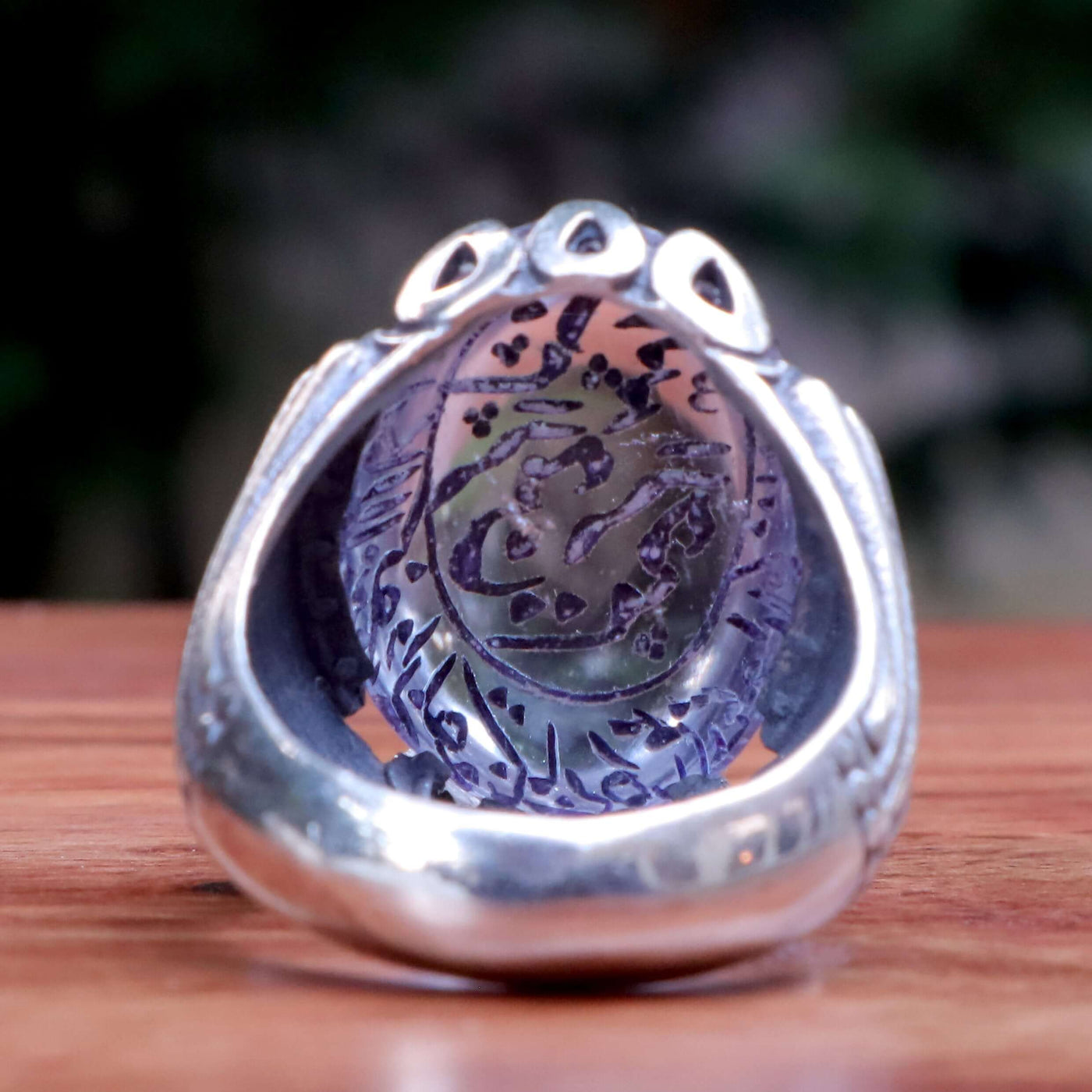Handmade Dur e Najaf Ring Sterling Silver 92.5 | Original Dur Alnajaf Stone Engraved with the Basmallah and WA IN YAKADUL LAZINA KAFARU verse | US Size 9.5 - AlAliGems