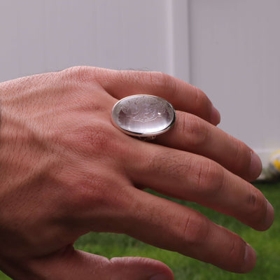Handmade Dur e Najaf Ring Sterling Silver 92.5 | Original Dur Alnajaf Stone Engraved with Ya Hussain PBUH يا حسين | US Size 11 - AlAliGems