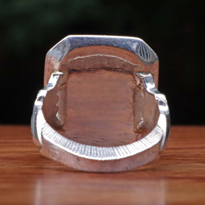 Handmade Dur e Najaf Ring Sterling Silver 92.5 | Original Dur Alnajaf Stone Engraved with Ya Zahraa Ya Haura Al Insia Ya Fatima Ya Mohaddisa Ya Sadiqa Al Kubra | US Size 10.5 - AlAliGems