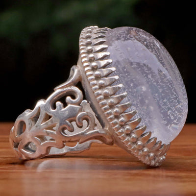 Handmade Dur e Najaf Ring Sterling Silver 92.5 | Original Dur Alnajaf Stone Engraved with Full Surat Al Rahman | US Size 10.5 - AlAliGems