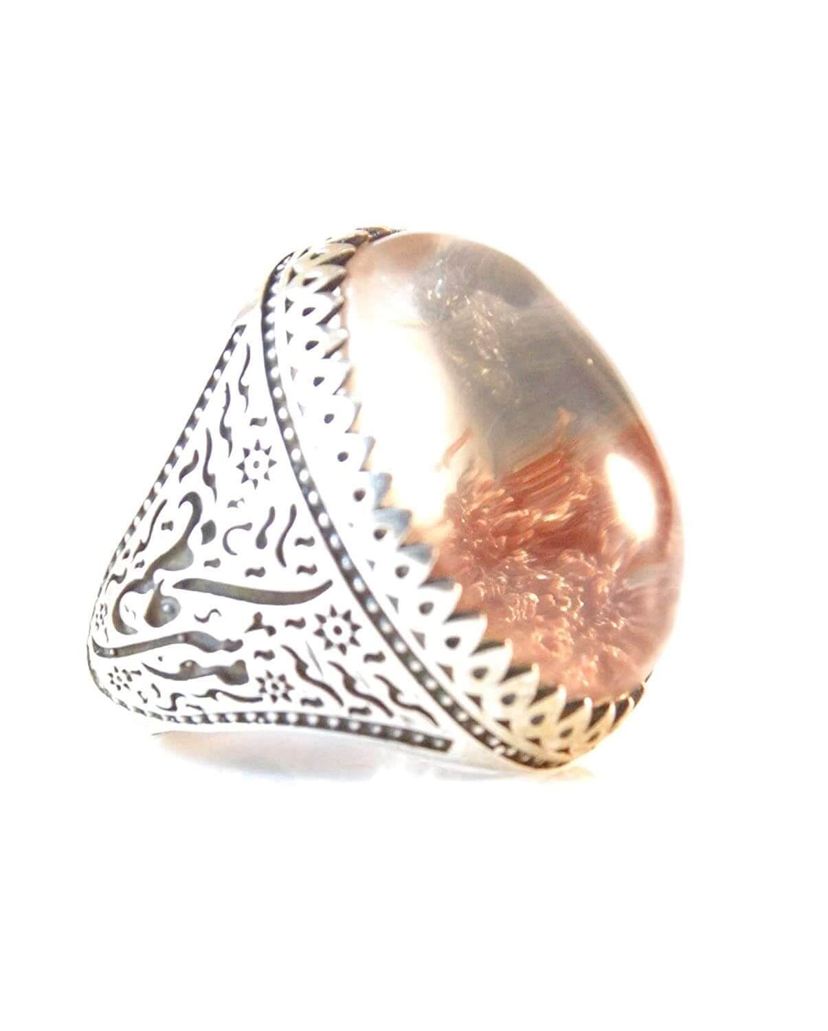 Dur Ring Silver | خاتم در | AlAliGems | Genuine Dur Stone Ring Size 12 - Al Ali Gems