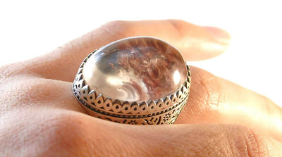 Dur Ring Silver | خاتم در | AlAliGems | Genuine Dur Stone Ring Size 12 - Al Ali Gems