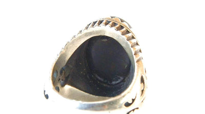 Engraved black jazaa onyx aqeeq stone ring for men | AlAliGems | Genuine Yemeni Aqeeq Ring Size 10 - Al Ali Gems