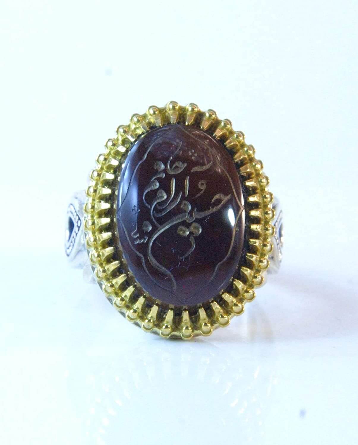 Big Oval Dark Yemeni Aqeeq Silver Ring | Boutique Ottoman Exclusive