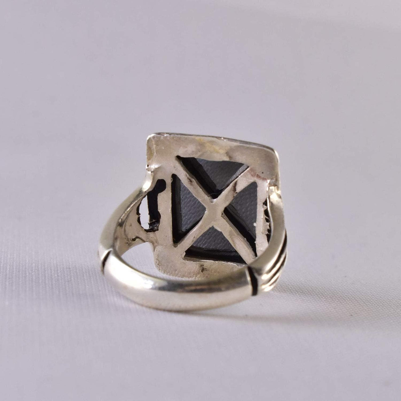 Engraved Hadeed Chini Hadeed Sini Ring For men | Hematite Ring Jewelry | 925 Silver US Size 7 | افوض امری الی الله | ufawwidu amri ilallah - Al Ali Gems
