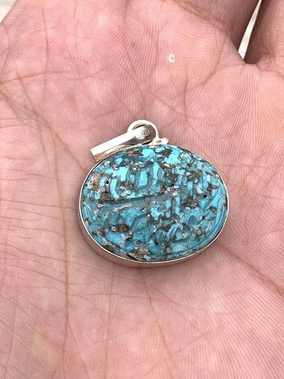 Feroza Aqeeq Pendent for women | Iranian Feroza Stone Pendant | Real Nyshapur Turquoise Pendent | Engraved with"la ilaha illallah al malikul haqqul mubin" in arabic | Hand Engraved Turquoise - Al Ali Gems