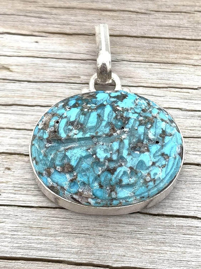 Feroza Aqeeq Pendent for women | Iranian Feroza Stone Pendant | Real Nyshapur Turquoise Pendent | Engraved with"la ilaha illallah al malikul haqqul mubin" in arabic | Hand Engraved Turquoise - Al Ali Gems
