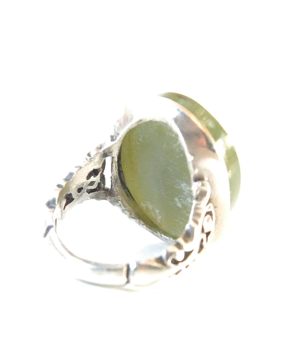 Green Aqeeq Ring Men | Yeshem Stone | Jade Ring | AlAliGems| Yemeni Aqeeq Ring Size 10 - Al Ali Gems