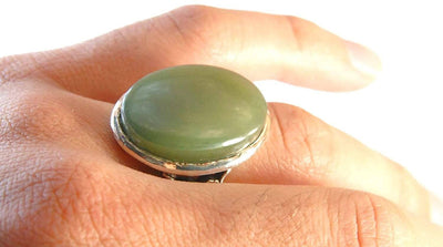 Green Aqeeq Ring Men | Yeshem Stone | Jade Ring | AlAliGems| Yemeni Aqeeq Ring Size 10 - Al Ali Gems