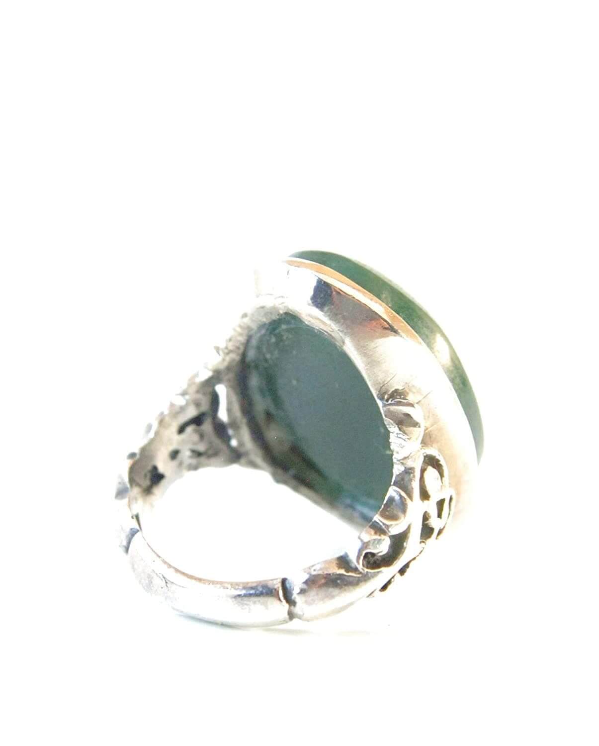 Green Aqeeq Ring Men | Yeshem Stone | Jade Ring | AlAliGems| Yemeni Aqeeq Ring Size 9 - Al Ali Gems