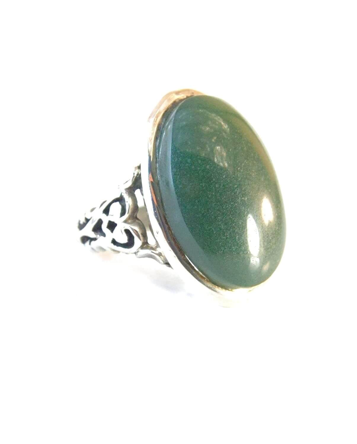 Green Aqeeq Ring Men | Yeshem Stone | Jade Ring | AlAliGems| Yemeni Aqeeq Ring Size 9 - Al Ali Gems