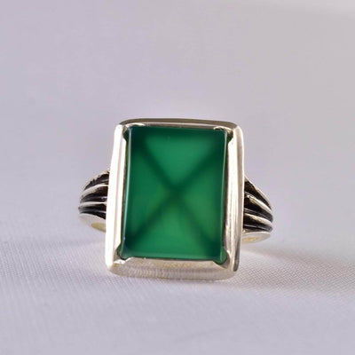 Green Aqeeq stone ring for men and women | AlAliGems | Yemeni Aqeeq Ring Size 11 - Al Ali Gems