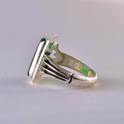 Green Aqeeq stone ring for men and women | AlAliGems | Yemeni Aqeeq Ring Size 11 - Al Ali Gems