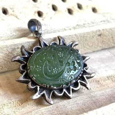 Green Yasham Stone | Green yeshem stone Pendant | AlAliGems | Green Yemeni Yesham Stone | Yemeni Aqeeq Yasham - Al Ali Gems