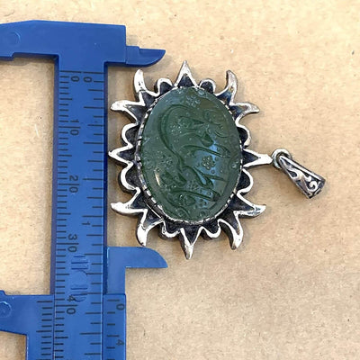 Green Yasham Stone | Green yeshem stone Pendant | AlAliGems | Green Yemeni Yesham Stone | Yemeni Aqeeq Yasham - Al Ali Gems