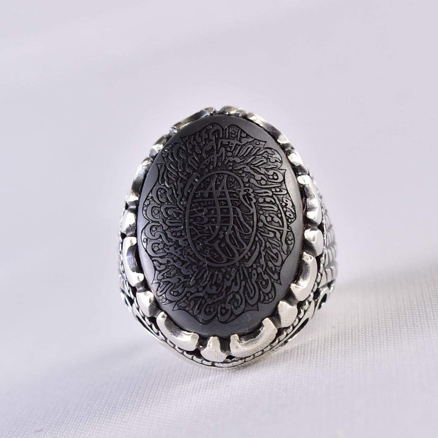Hadeed Chini Hadeed Sini Ring For men | Hematite Ring Jewelry | 925 Silver US Size 10 - Al Ali Gems