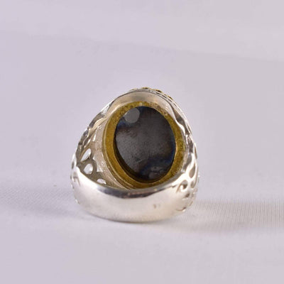 Hadeed Chini Hadeed Sini Ring For men | Hematite Ring Jewelry | 925 Silver US Size 10 - Al Ali Gems