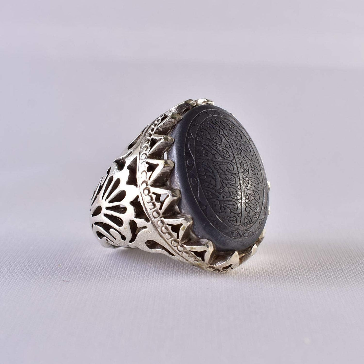 Hadeed Chini Hadeed Sini Ring For men | Hematite Ring Jewelry | 925 Silver US Size 10 - Al Ali Gems