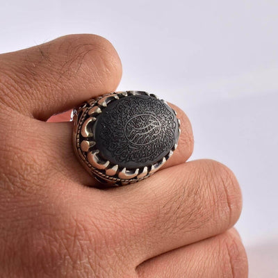 Hadeed Chini Hadeed Sini Ring For men | Hematite Ring Jewelry | 925 Silver US Size 10 - Al Ali Gems