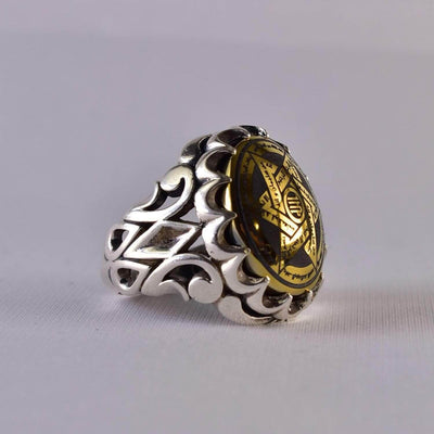 Hadeed Chini Hadeed Sini Ring For men | Hematite Ring Jewelry | 925 Silver US Size 10.25 - Al Ali Gems