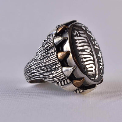 Hadeed Chini Hadeed Sini Ring For men | Hematite Ring Jewelry | 925 Silver US Size 10.25 - Al Ali Gems