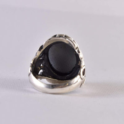 Hadeed Chini Hadeed Sini Ring For men | Hematite Ring Jewelry | 925 Silver US Size 10.25 - Al Ali Gems