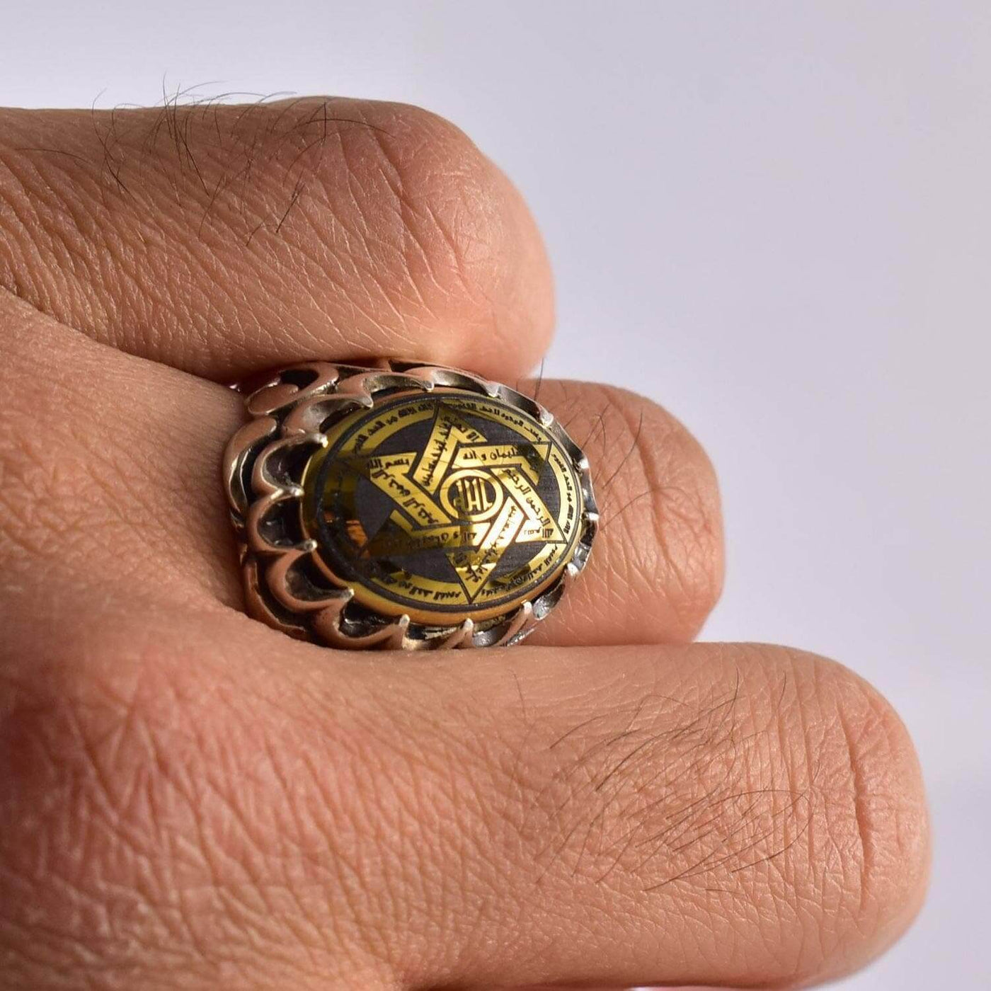 Hadeed Chini Hadeed Sini Ring For men | Hematite Ring Jewelry | 925 Silver US Size 10.25 - Al Ali Gems