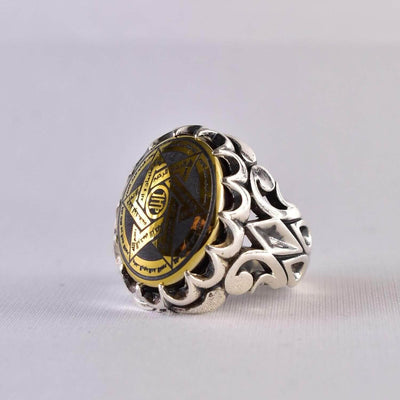Hadeed Chini Hadeed Sini Ring For men | Hematite Ring Jewelry | 925 Silver US Size 10.25 - Al Ali Gems