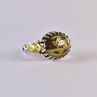 Hadeed Chini Hadeed Sini Ring For men | Hematite Ring Jewelry | 925 Silver US Size 10.5 - Al Ali Gems