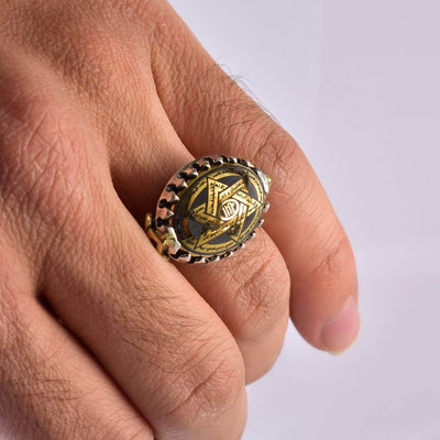 Hadeed Chini Hadeed Sini Ring For men | Hematite Ring Jewelry | 925 Silver US Size 10.5 - Al Ali Gems