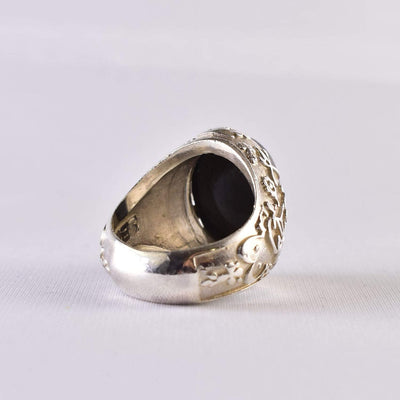 Hadeed Chini Hadeed Sini Ring For men | Hematite Ring Jewelry | 925 Silver US Size 10.5 - Al Ali Gems
