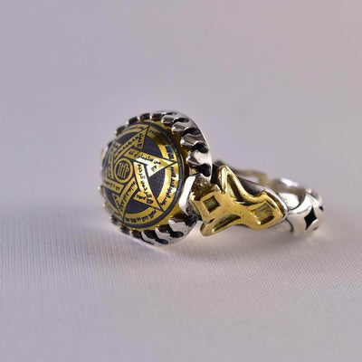 Hadeed Chini Hadeed Sini Ring For men | Hematite Ring Jewelry | 925 Silver US Size 10.5 - Al Ali Gems