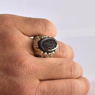 Hadeed Chini Hadeed Sini Ring For men | Hematite Ring Jewelry | 925 Silver US Size 10.5 - Al Ali Gems