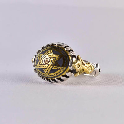 Hadeed Chini Hadeed Sini Ring For men | Hematite Ring Jewelry | 925 Silver US Size 10.5 - Al Ali Gems