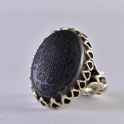 Hadeed Chini Hadeed Sini Ring For men | Hematite Ring Jewelry | 925 Silver US Size 10 - Al Ali Gems