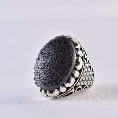 Hadeed Chini Hadeed Sini Ring For men | Hematite Ring Jewelry | 925 Silver US Size 10 - Al Ali Gems