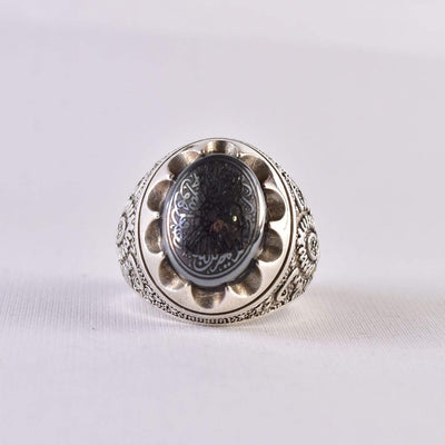 Hadeed Chini Hadeed Sini Ring For men | Hematite Ring Jewelry | 925 Silver US Size 11 - Al Ali Gems