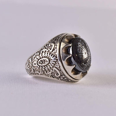 Hadeed Chini Hadeed Sini Ring For men | Hematite Ring Jewelry | 925 Silver US Size 11 - Al Ali Gems