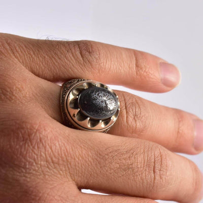 Hadeed Chini Hadeed Sini Ring For men | Hematite Ring Jewelry | 925 Silver US Size 11 - Al Ali Gems