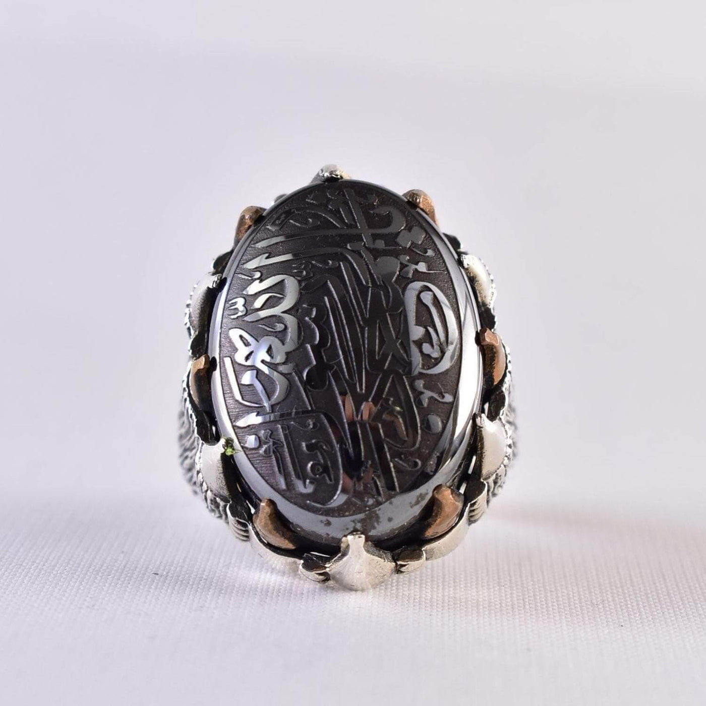 Hadeed Chini Hadeed Sini Ring For men | Hematite Ring Jewelry | 925 Silver US Size 11.5 - Al Ali Gems