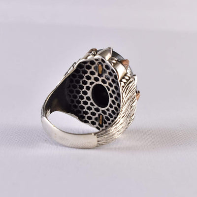 Hadeed Chini Hadeed Sini Ring For men | Hematite Ring Jewelry | 925 Silver US Size 11.5 - Al Ali Gems