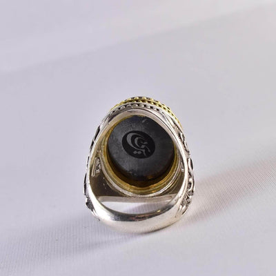 Hadeed Chini Hadeed Sini Ring For men | Hematite Ring Jewelry | 925 Silver US Size 11.5 - Al Ali Gems