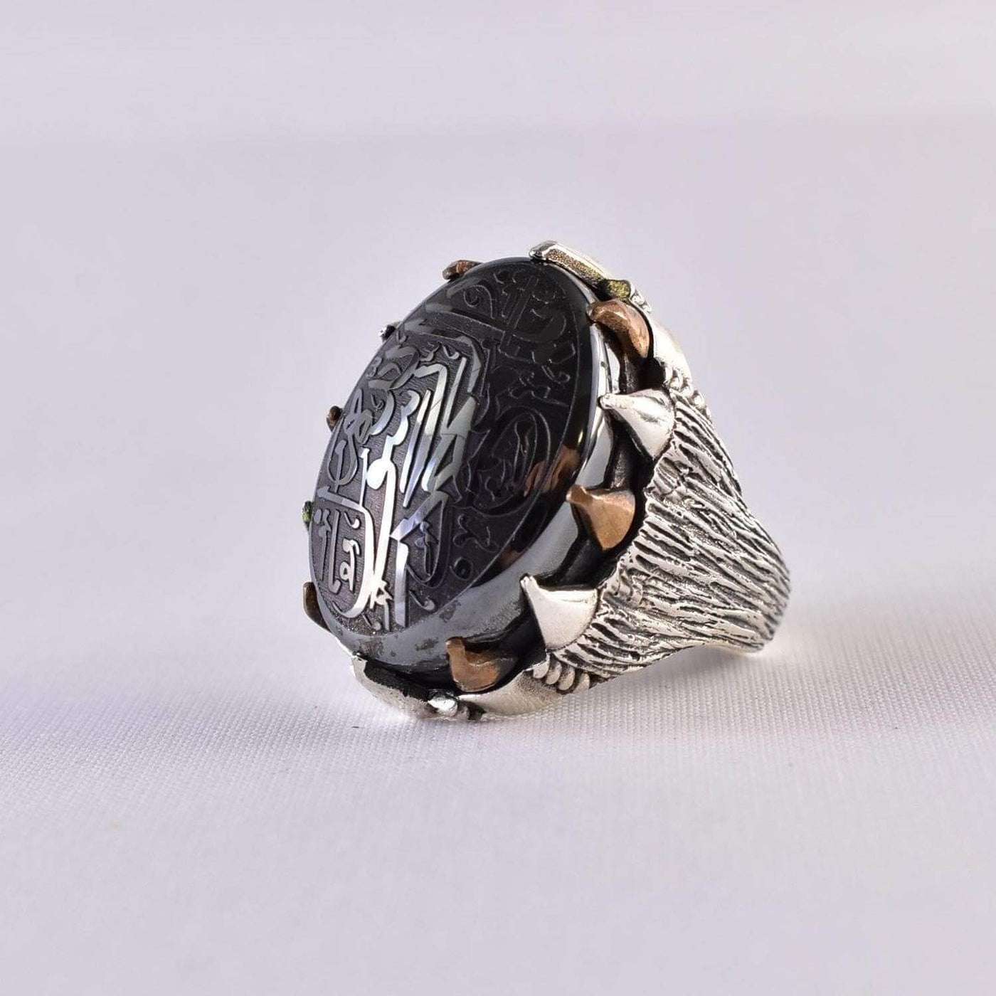 Hadeed Chini Hadeed Sini Ring For men | Hematite Ring Jewelry | 925 Silver US Size 11.5 - Al Ali Gems