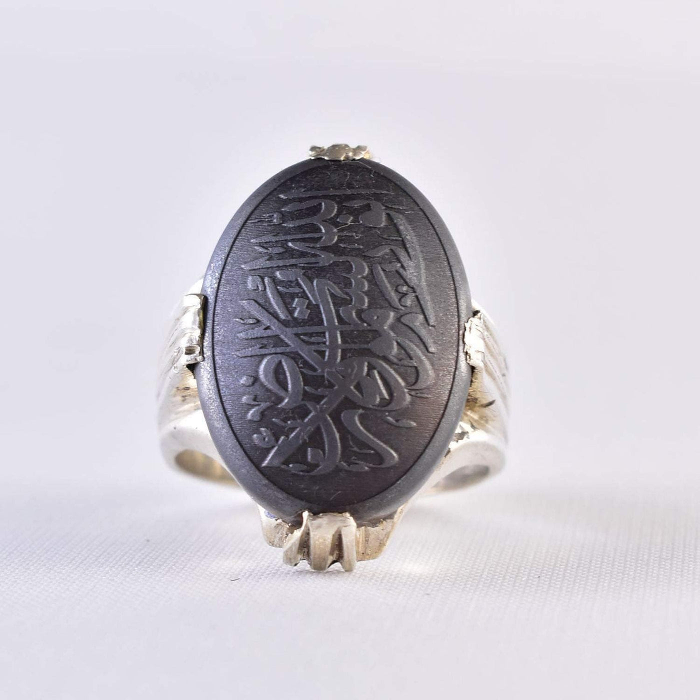 Hadeed Chini Hadeed Sini Ring For men | Hematite Ring Jewelry | 925 Silver US Size 11.75 - Al Ali Gems
