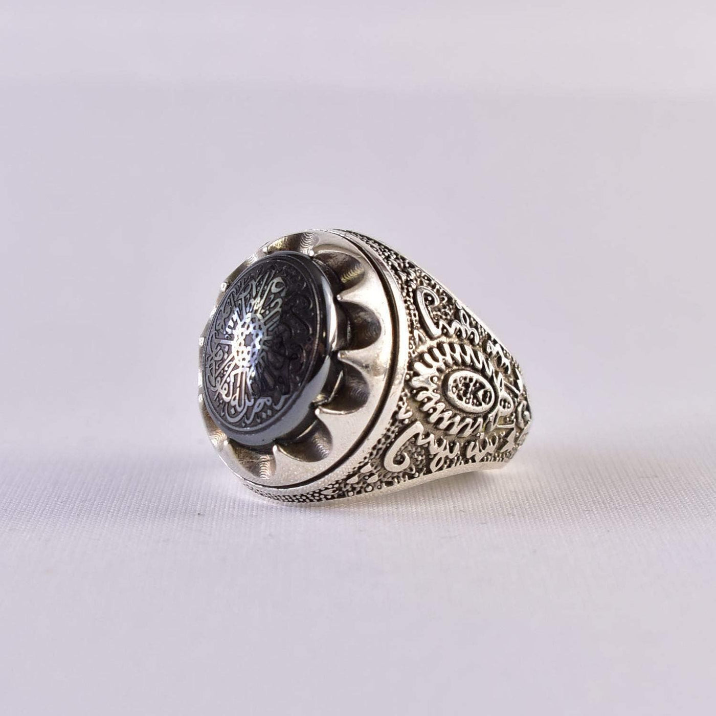 Hadeed Chini Hadeed Sini Ring For men | Hematite Ring Jewelry | 925 Silver US Size 11 - Al Ali Gems