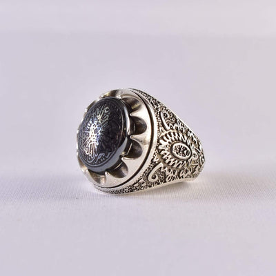 Hadeed Chini Hadeed Sini Ring For men | Hematite Ring Jewelry | 925 Silver US Size 11 - Al Ali Gems