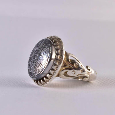 Hadeed Chini Hadeed Sini Ring For men | Hematite Ring Jewelry | 925 Silver US Size 12 - Al Ali Gems